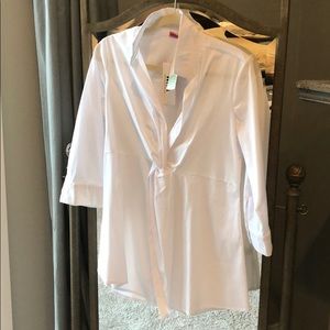 Maternity dress shirt with front knot detail